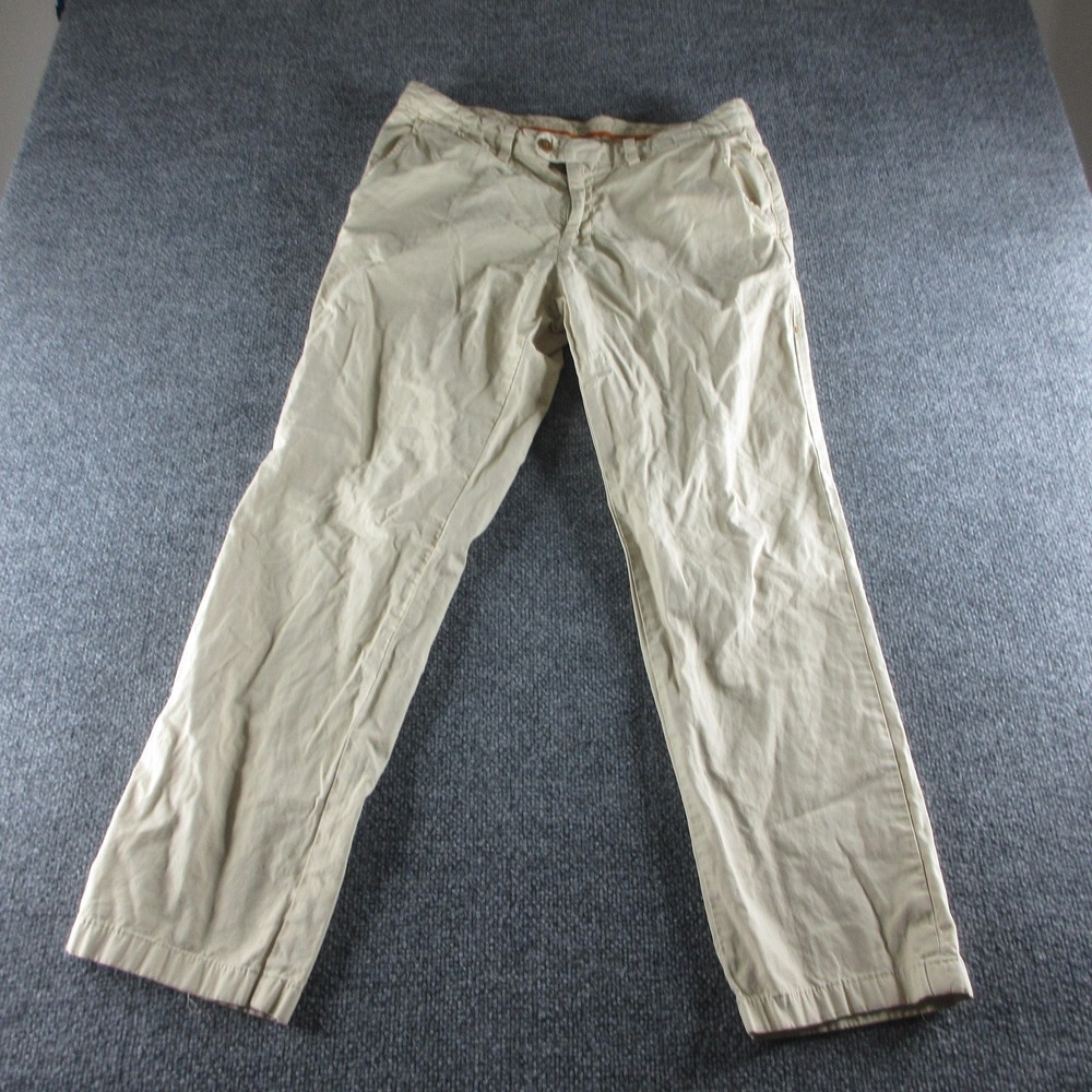 Tommy Bahama Pants Mens 32x28 Beige Pima Cotton Chino Straight Casual Flat Front